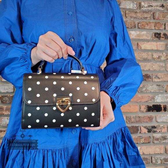 NWT AUTHENTIC Kate Spade satchel crossbody polka dot BAG black white
